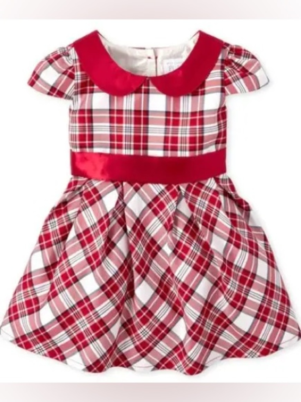 USED ONCE - girl youth children’s place red plaid christmas dress size 3T